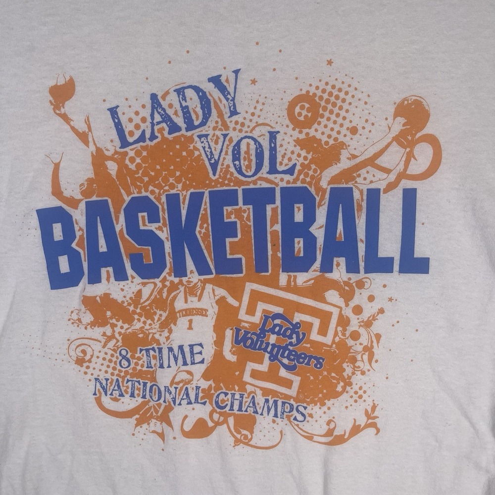 Tennessee Lady Vols 2008, 8 Time National Championship‎ TShirt, White Sz Small